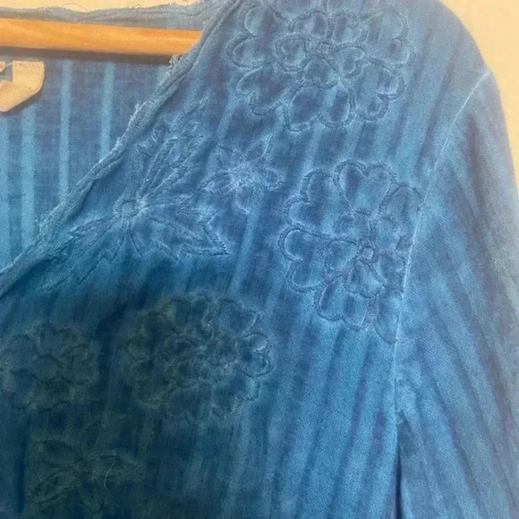 Soft Surroundings Womens Esme Cerulean Blue Embroidered Lace Tunic - Picture 4 of 7